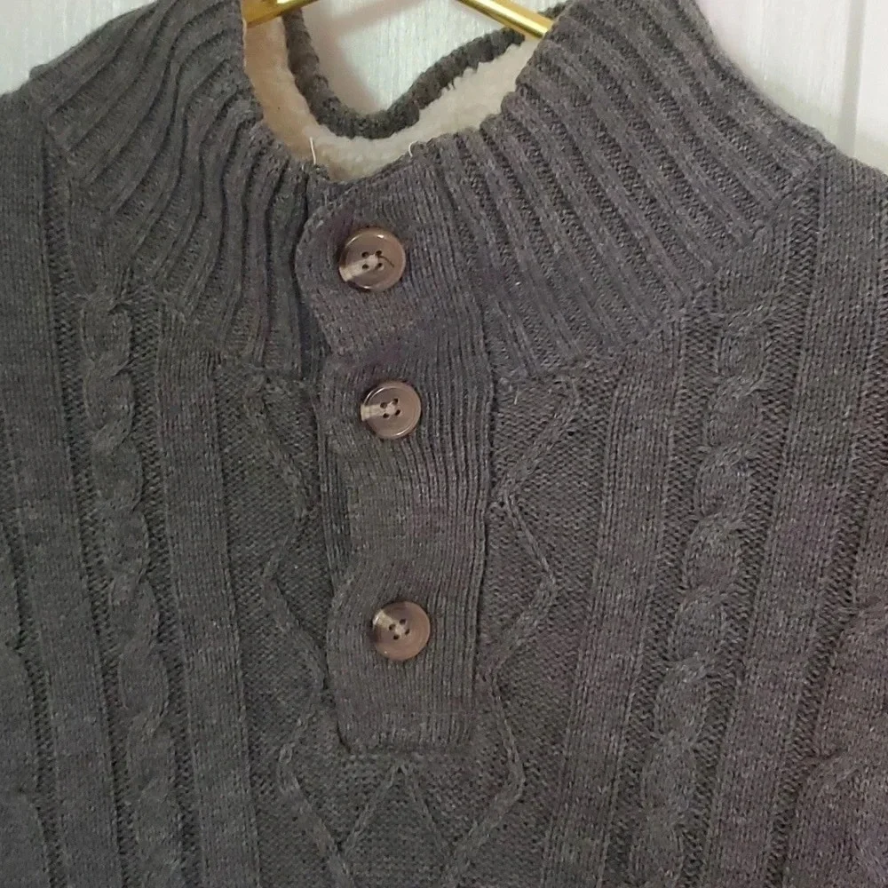 NWT Teen Boys Cable Knit Sherpa Sweater